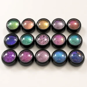 15 closed jars in the CHROMÉCLAIR Magnetic Nail Powder color set